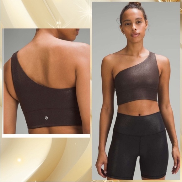 NWT lululemon Align Asymmetrical Ribbed Bra C/D Cup Shine Espresso Sz 14 - Picture 2 of 16